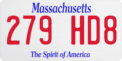 MA license plate 279HD8