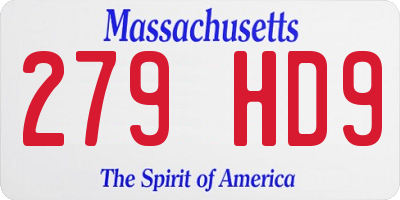 MA license plate 279HD9