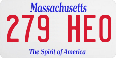 MA license plate 279HE0