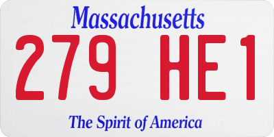MA license plate 279HE1