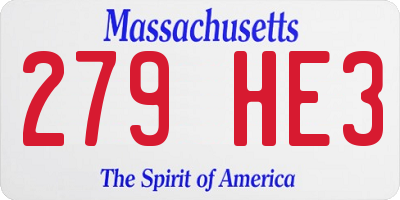 MA license plate 279HE3