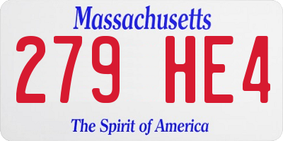 MA license plate 279HE4