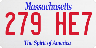 MA license plate 279HE7