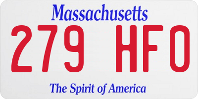 MA license plate 279HF0