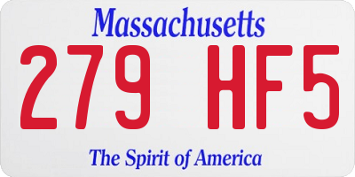 MA license plate 279HF5