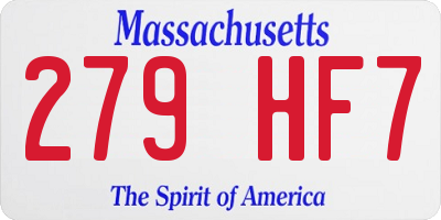 MA license plate 279HF7