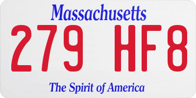 MA license plate 279HF8