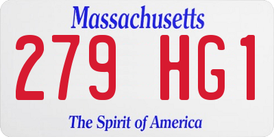 MA license plate 279HG1
