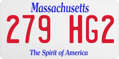 MA license plate 279HG2