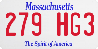 MA license plate 279HG3