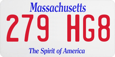 MA license plate 279HG8