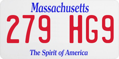 MA license plate 279HG9
