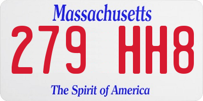 MA license plate 279HH8