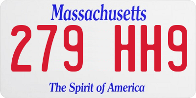 MA license plate 279HH9
