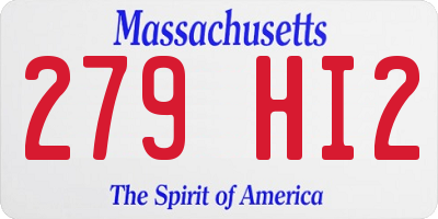 MA license plate 279HI2