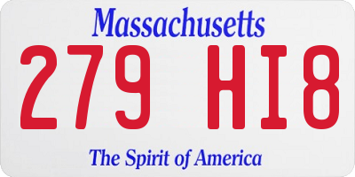 MA license plate 279HI8