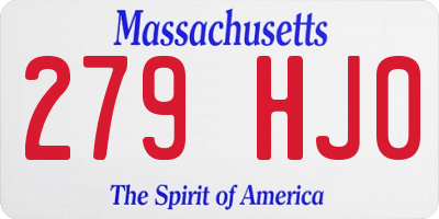 MA license plate 279HJ0