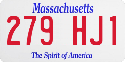MA license plate 279HJ1