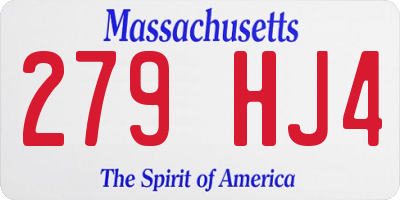MA license plate 279HJ4