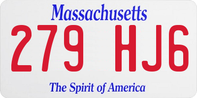 MA license plate 279HJ6
