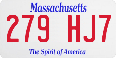 MA license plate 279HJ7