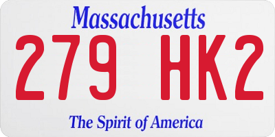 MA license plate 279HK2