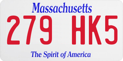 MA license plate 279HK5