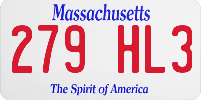 MA license plate 279HL3