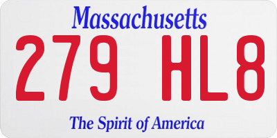 MA license plate 279HL8