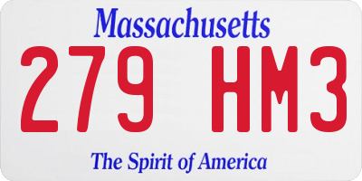 MA license plate 279HM3