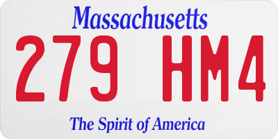 MA license plate 279HM4
