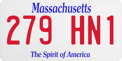 MA license plate 279HN1