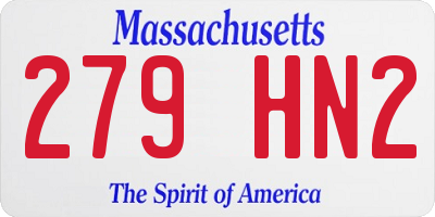 MA license plate 279HN2