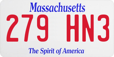MA license plate 279HN3