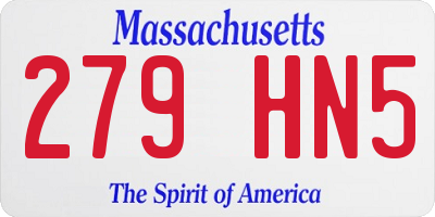 MA license plate 279HN5