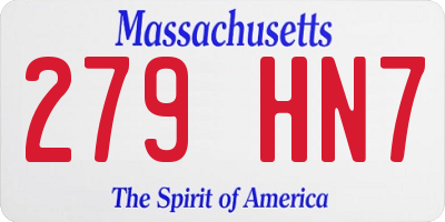 MA license plate 279HN7