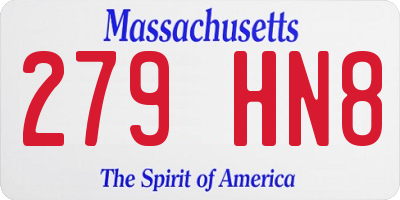 MA license plate 279HN8