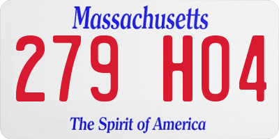 MA license plate 279HO4