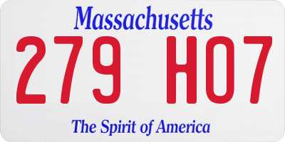 MA license plate 279HO7