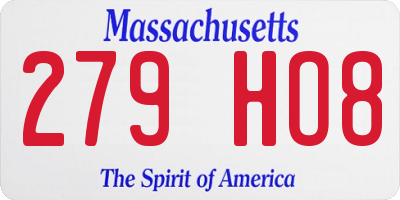 MA license plate 279HO8