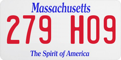 MA license plate 279HO9