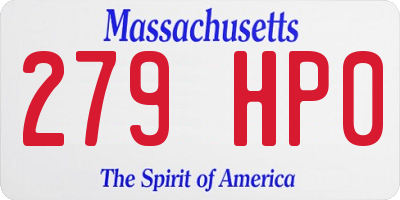 MA license plate 279HP0