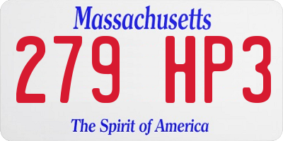 MA license plate 279HP3