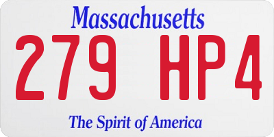 MA license plate 279HP4
