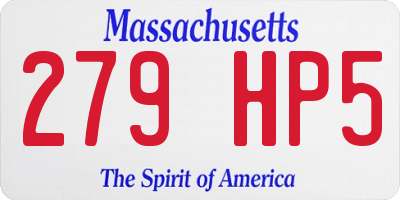 MA license plate 279HP5