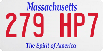 MA license plate 279HP7