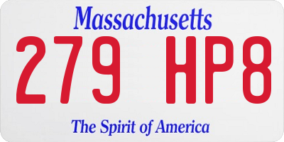MA license plate 279HP8