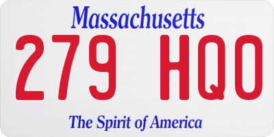 MA license plate 279HQ0