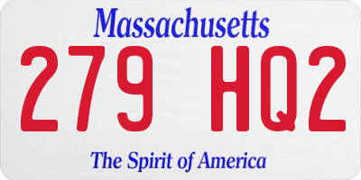 MA license plate 279HQ2