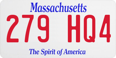 MA license plate 279HQ4